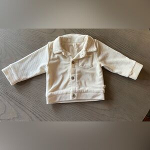 Snug Organic Ribbed Velvet Baby Shirt /Jacket| Cream | Size 6–9 Months